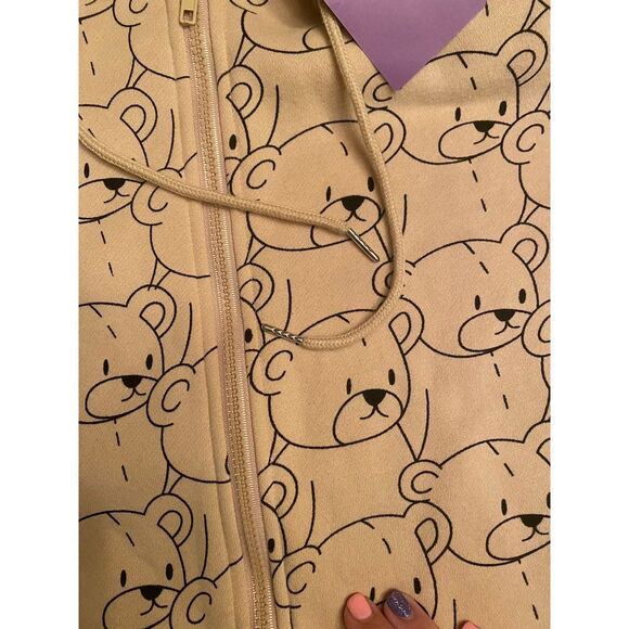 Brown bear kawaii oversized XL ZIP up hoodie cozy - Picture 4 of 7